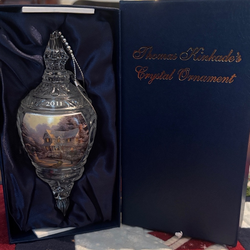 Thomas Kinkade Silver and Blue Crystal Ornament